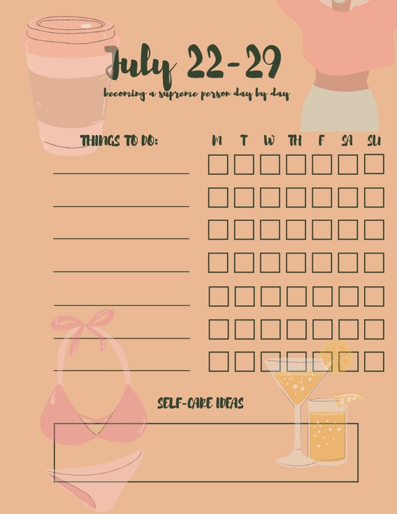 July 1 29 Weekly Planner Scheduler For Girls And Women Daily Etsy India