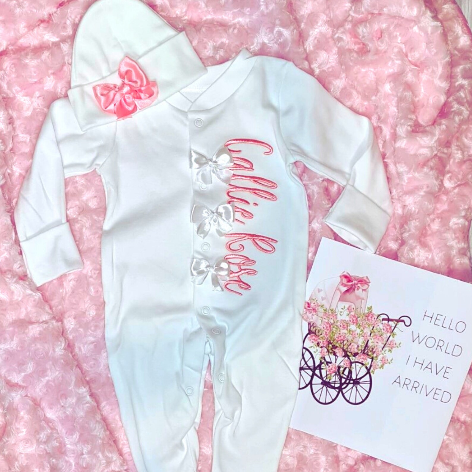 Personalised girls baby Grow newborn Sleepsuit monogram Etsy