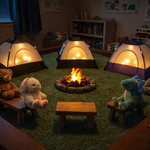 Personalized Camping Tent Night Light – LED Kids Night Lamp – Adventure Nursery Decor – Custom Name Mini Tent – Camping Bedroom Light - FUN