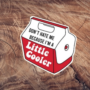 Dont Hate Me Because Im A Little Cooler  Sticker; Funny Hard hat Sticker Great For Glass, Trucks, Walls, Jeeps, Motorcycle helmats