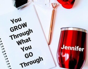 Mental Health Journal  - You GROW Through What You GO Through - Daily Check-In for Mental Wellness -  Therapy Journal