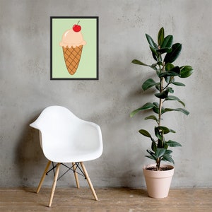 Cherry Ice Cream Cone Gerahmt Poster
