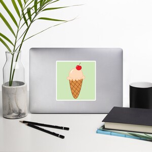 Cherry Ice Cream Cone Bubble-free Sticker