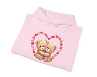 Kissing Teddy Bears Hoodie | Valentine's Day Heart Design