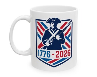 Revolutionary War Soldier Mug | 1776 - 1926 Vintage Emblem Ceramic Mug