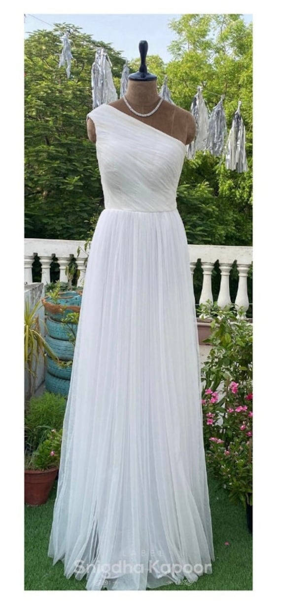 sachin and babi light blue dress One-Shoulder Wedding Dress with Side Slit £132 main image 0