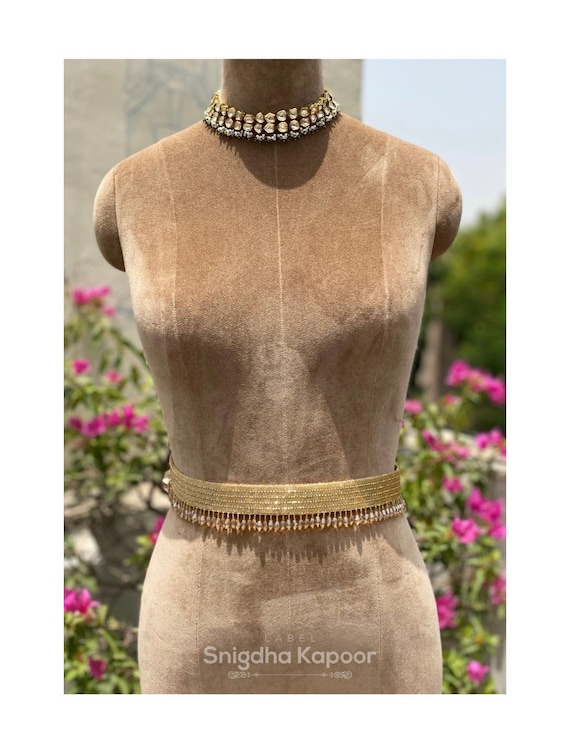Light Gold Sequins Embroidered Waist Belt/ Belts for Saree/ Saree Belts/  Lehenga Belt/ Embellished Belts/ Hand Embroidered Red Belt -  Canada