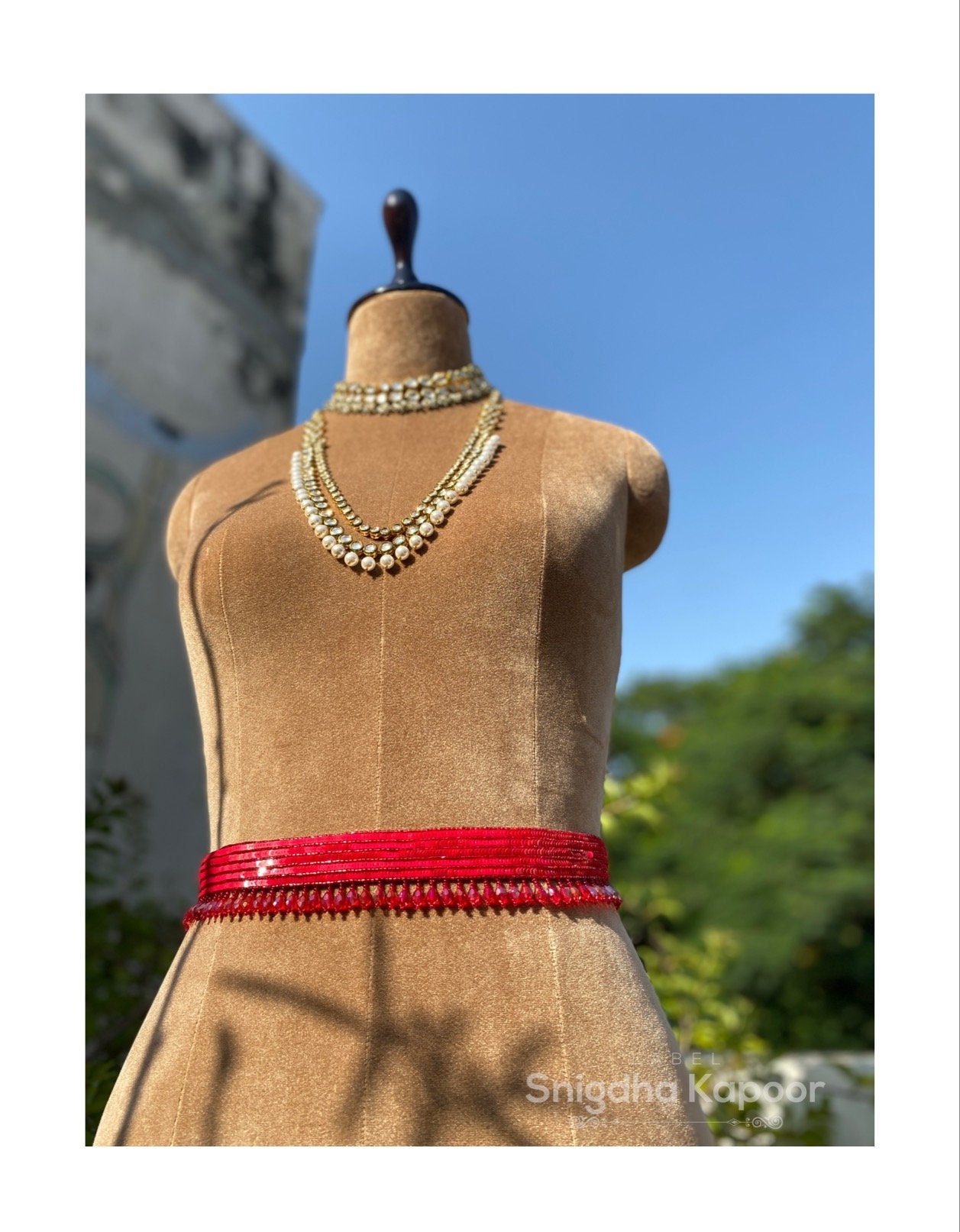 Red Silk Embroidered Waist Belt With Ghungroo / Belts for Saree/ Saree Belts/  Lehenga Belt/ Embellished Belts/ Bridal Hand Embroidered Belt -  Norway