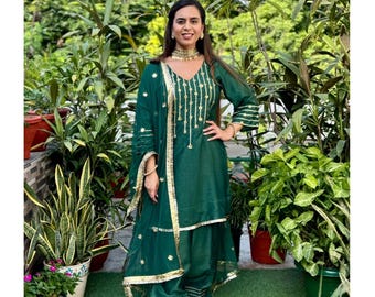Emerald Green Indian Suit Set | Festive Salwar Kameez with Dupatta | Traditional Partywear Outfit | Women’s Ethnic Dress