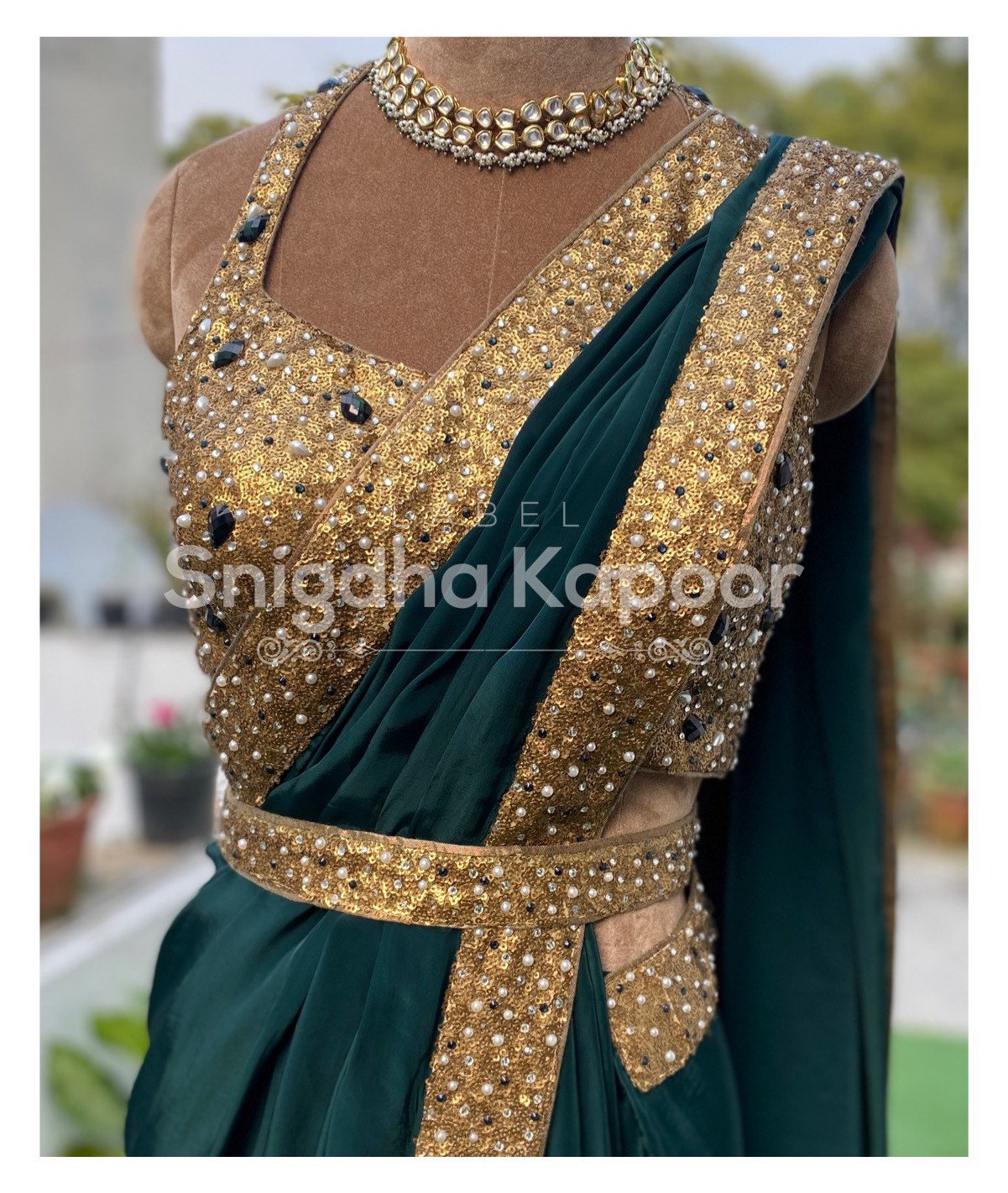 Gold top saree belt