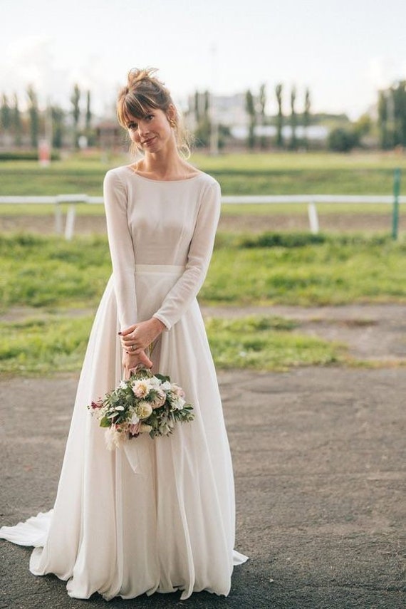 Original Beautiful Classic Ball Gown A Line Long Sleeve Lace off White  Wedding Dress Bridal Gown Mikado - Etsy