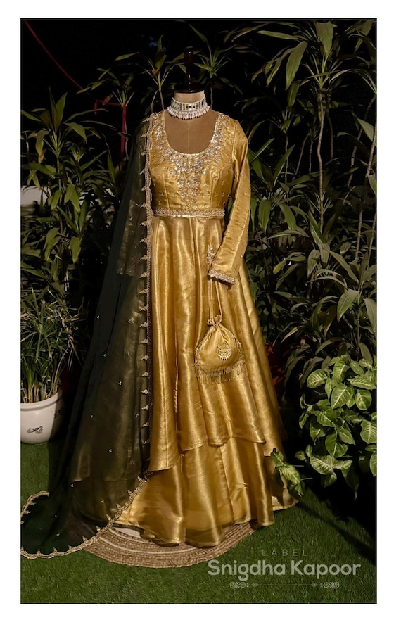 slim fit dress slacks Gold tissue Caftan – Sammy K main image 0