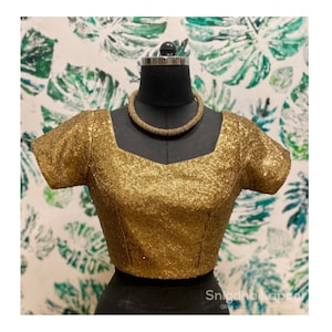 Antique gold sequins embroidered blouse/ sequins embellished blouse/ custom made blouse/ separate blouse/ party wear blouse/ lehenga blouse