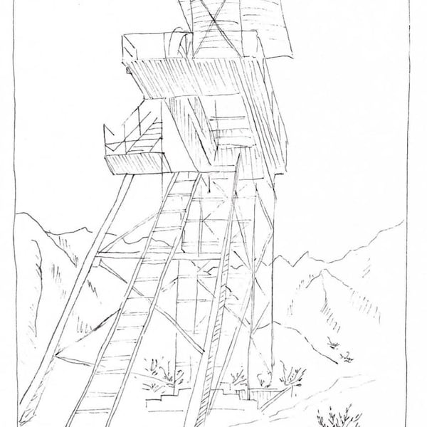 Dessin Illustration Western Mines Espagne Nature Original