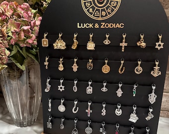Charm Display Stand for Permanent Jewelry with Handmade Wood Base