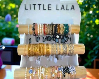 Collapsible Acrylic Bracelet Display Stand – Wood Bars, Vendor Display