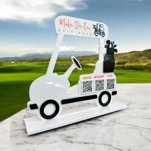 Golf Cart QR Code Sign – Acrylic Business Display for Payments, Social Media & Menus – Custom Golf Shop Sign – Small Business Marketing