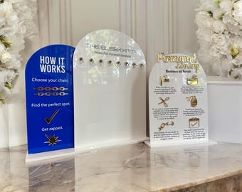 Permanent Jewelry Display Set with Chain Holder Instructions and Warranty Sign