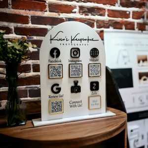 Five or Six QR Code Sign, Acrylic Payment or Social Media Sign, Tabletop Vendor, Social