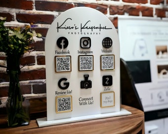 Five or Six QR Code Sign, Acrylic Payment or Social Media Sign, Tabletop Vendor, Social