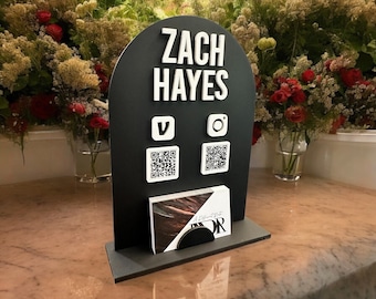 Two QR Code Sign - Printed or Hand Placed Logo and Business Card Holder