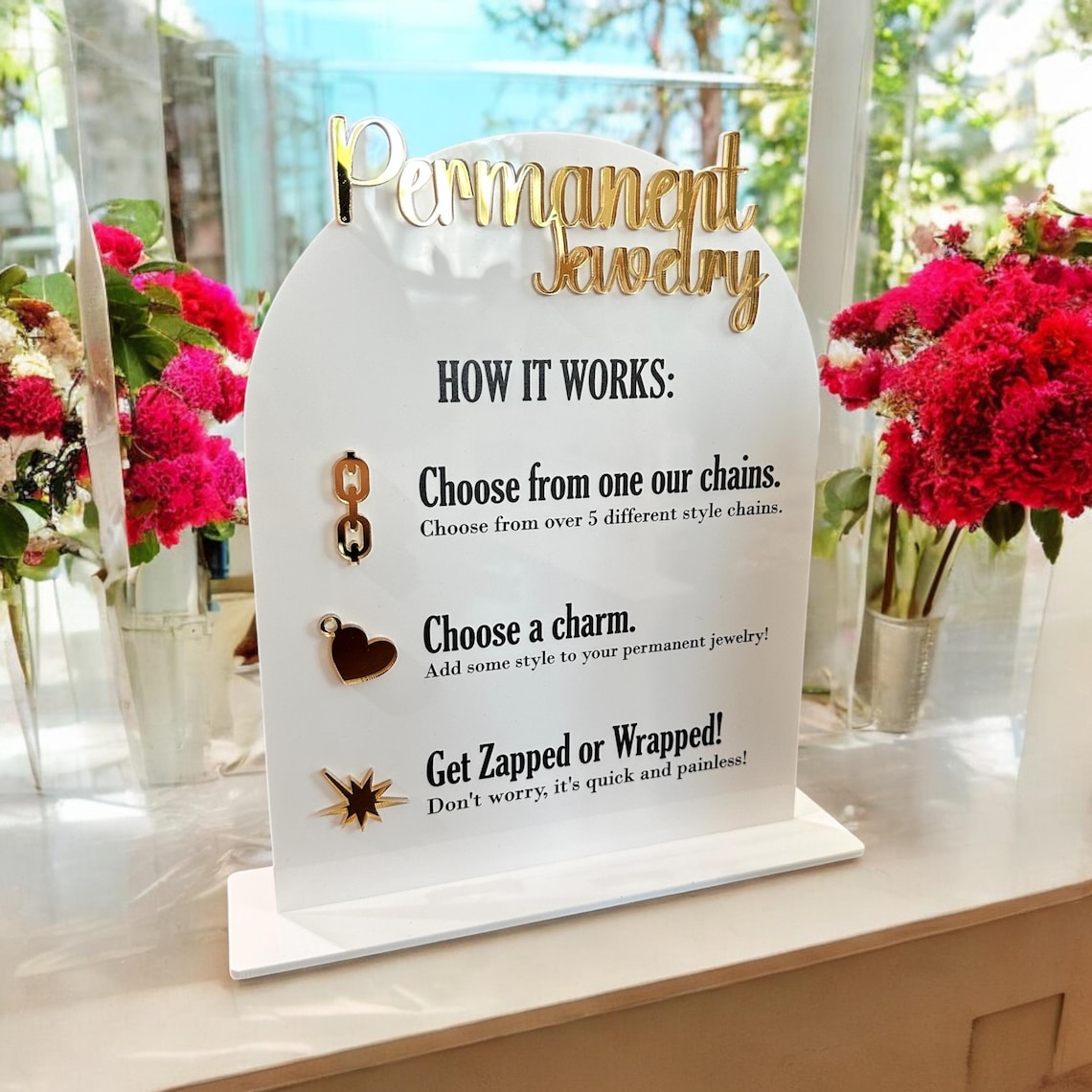 Permanent Jewelry How It Works Sign, Vendor Acrylic Display - Etsy
