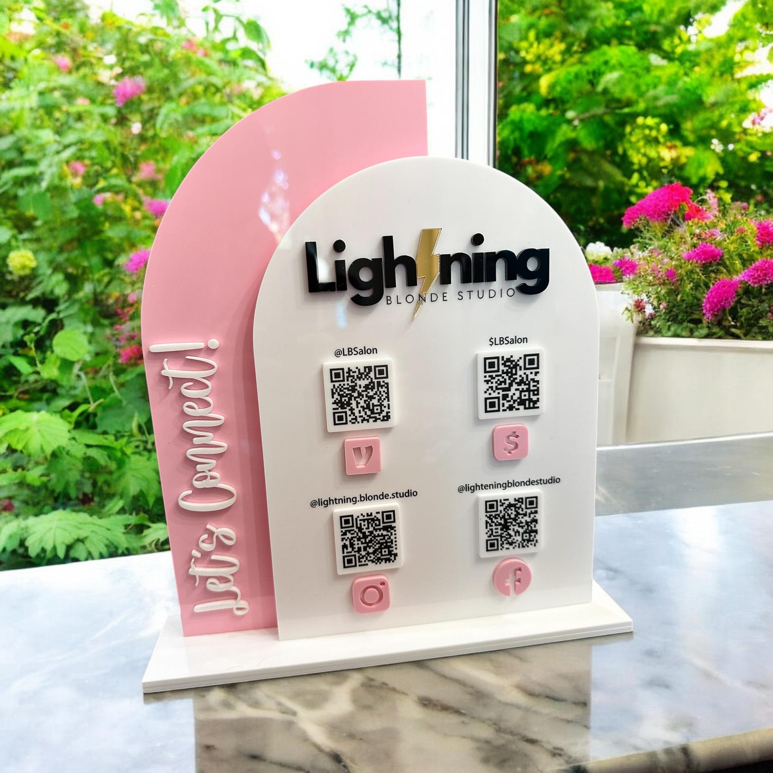 Double Arch QR Code Sign, Four QR Codes, Your Logo at the Top, Tabletop ...