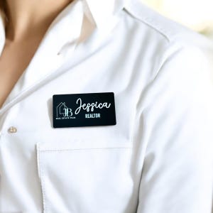 Acrylic Magnetic Name Tag, Custom Printed and 3D Lettering, Add your Logo in Full Color, Office Employee Badges