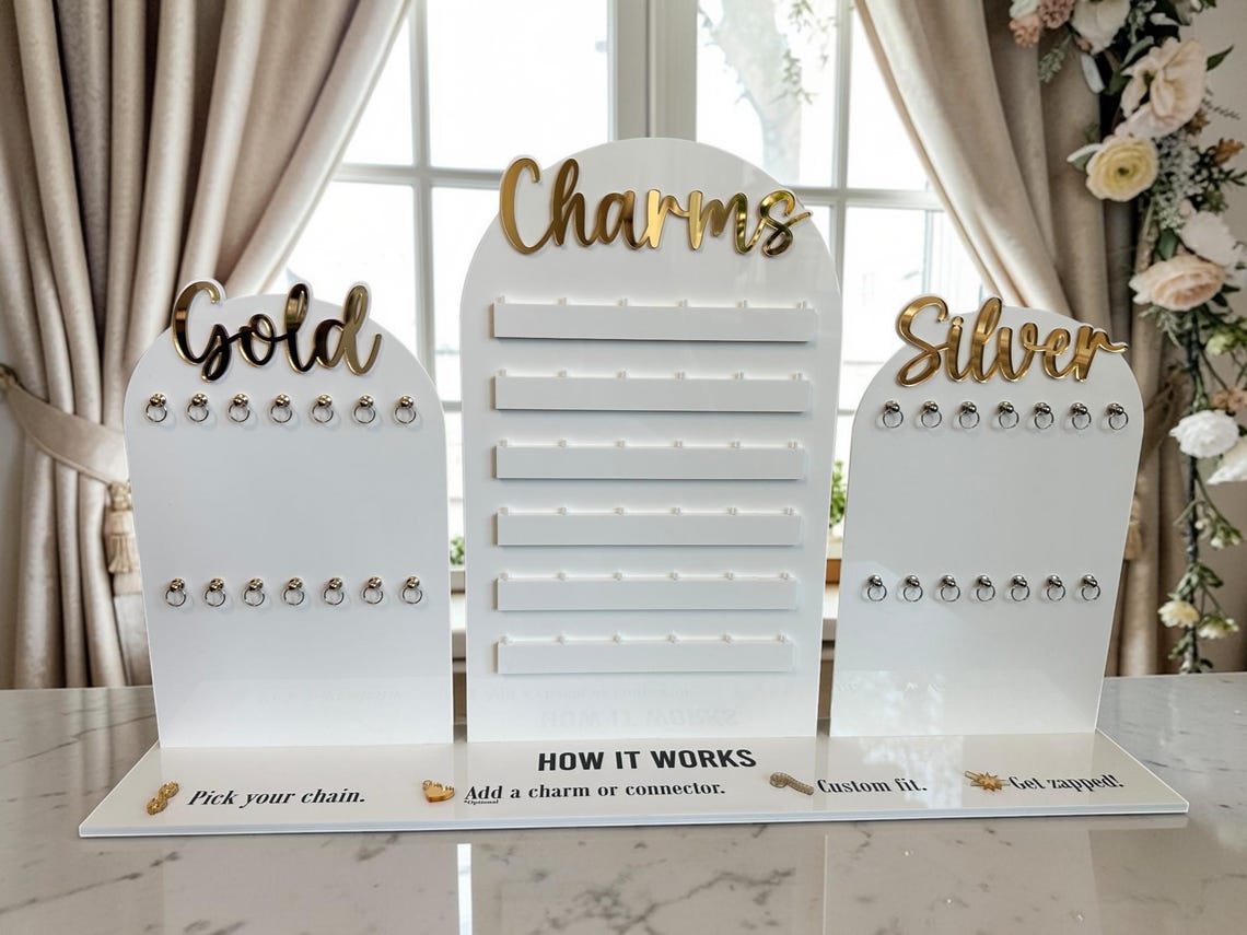 Displaying Chain Triple Arch Charm & Chain Display, Permanent Jewelry Organizer - Etsy