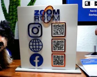 QR Code Custom Sign, 3d Acrylic Raised Lettering Small Business Sign, Lets Get Social, Payment Sign