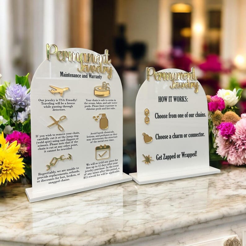 Permanent Jewelry How It Works Sign Set Acrylic Vendor Booth Display - Etsy