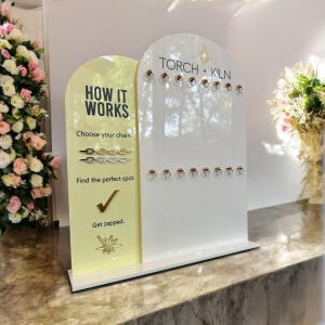 Double Arch Permanent Jewelry Bracelet and Chain Display 16 Hooks, Vendor Event, Table Sign, Boutique Display, How it Works