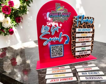 Enseigne de code QR pour saveurs magnétiques ou prix - Enseigne personnalisée pour glace pilée avec menu de remplacement