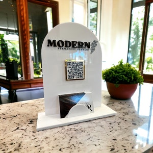 Single QR Code Sign with Printed or hand placed logo and Business Card Holder, Vendor Event, Social and Payment Sign