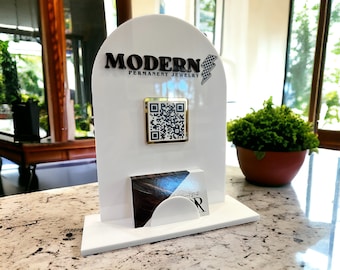 Custom QR Code Business Sign with Card Holder, Vendor Event Display