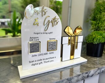 Two QR Code Custom Sign with Present Box, Gift Stores, Wrapping Business, Cards and Gifts Sign