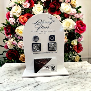 Two QR Code with your Email - Printed or hand placed logo and Business Card Holder