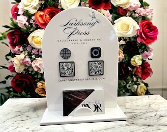 Two QR Code with your Email - Printed or hand placed logo and Business Card Holder
