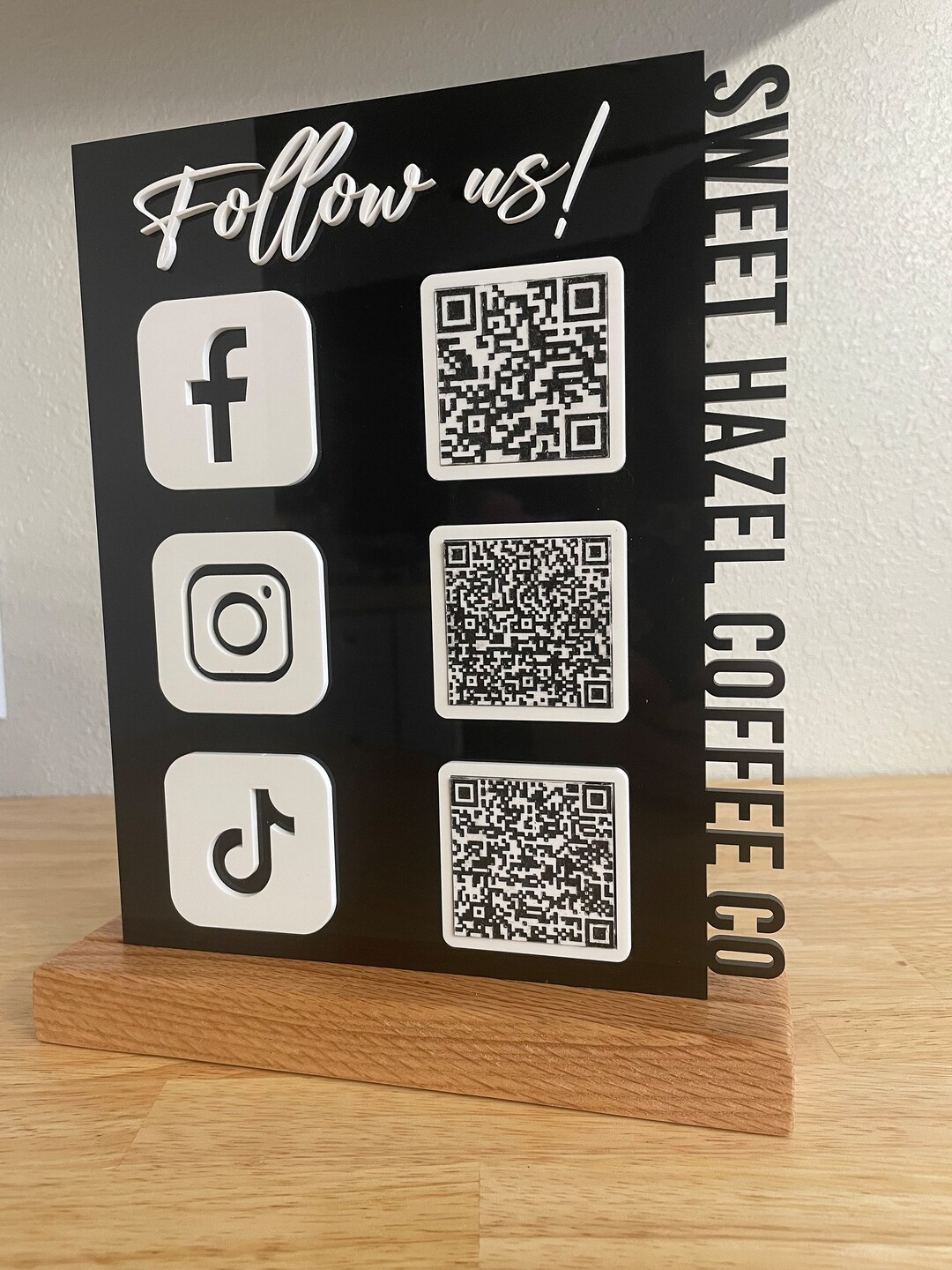 Business QR Code Social Media Sign, 3 Code Sign, Custom Codes, Solid ...