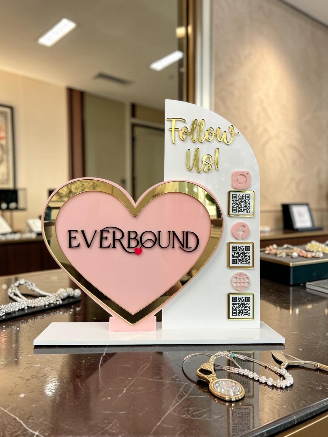 Heart QR Code Sign | Follow Us Social Media Sign With Logo - Etsy