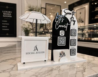 Double Arch Charcuterie Cart QR Code Sign with Logo