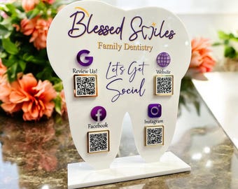 Custom Tooth QR Code Sign – Dental Office Social Media Display