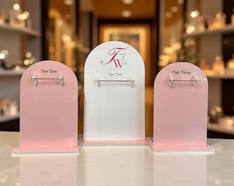 Arched Acrylic Permanent Jewelry Display Stand for Pop-Up Booths