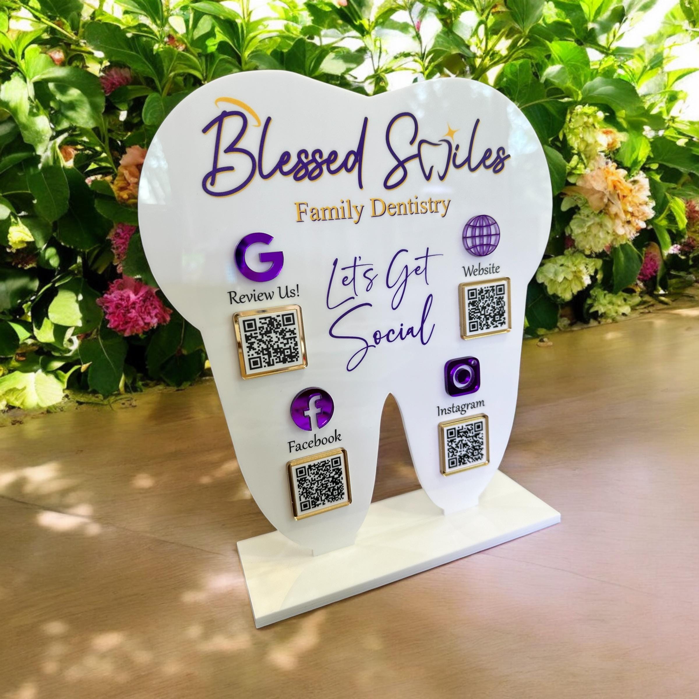 Custom Tooth QR Code Sign – Dental Office Social Media Display - Etsy