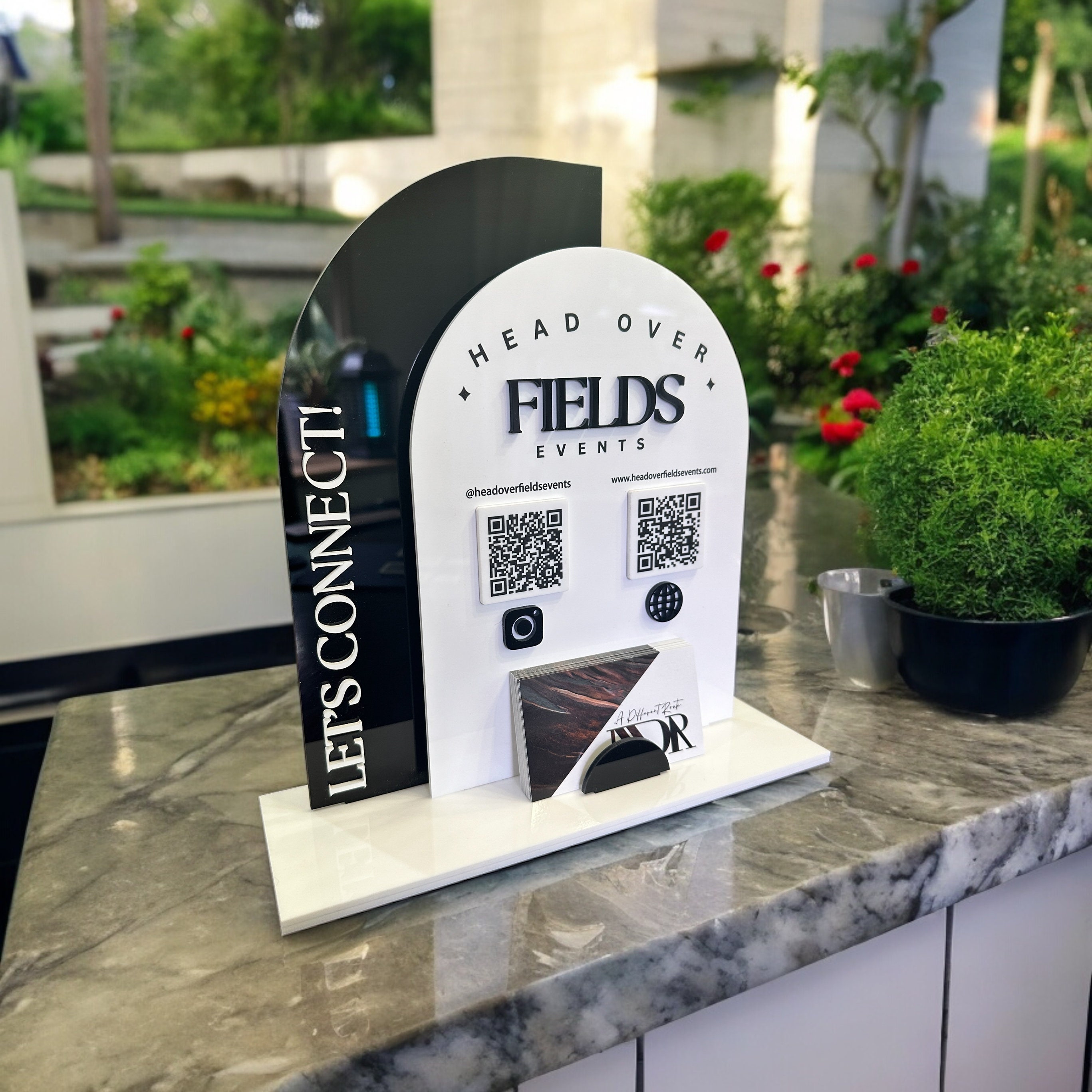 Double Arch QR Code Sign, Two QR Codes, Your Logo at the Top, Tabletop ...