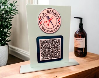 Single QR Code Stand, Business Social Media Sign, Small Business, Marketing Strategies, Payment Sign, Mirror Acrylic, Sublimated Logo