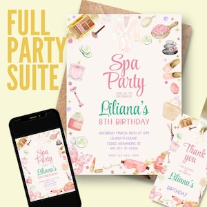 Printable Spa Party Invitation, Pamper Party Invite, Glam Birthday Party, Spa Day Celebration Any Age Birthday, Customizable Birthday Invite