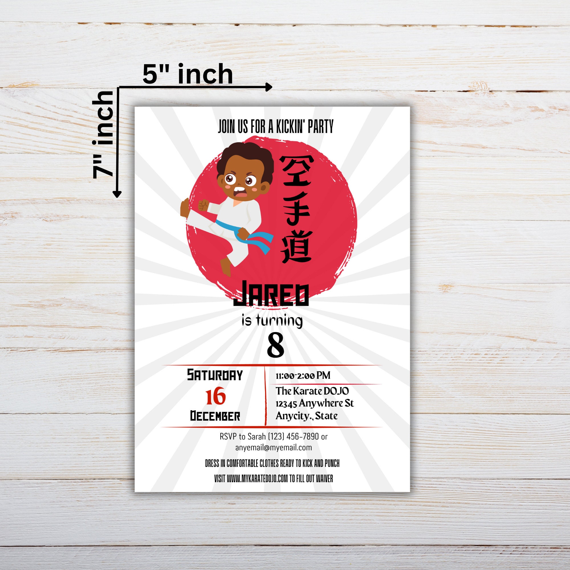Editable Karate Invitation Template Printable Karate Birthday - Etsy