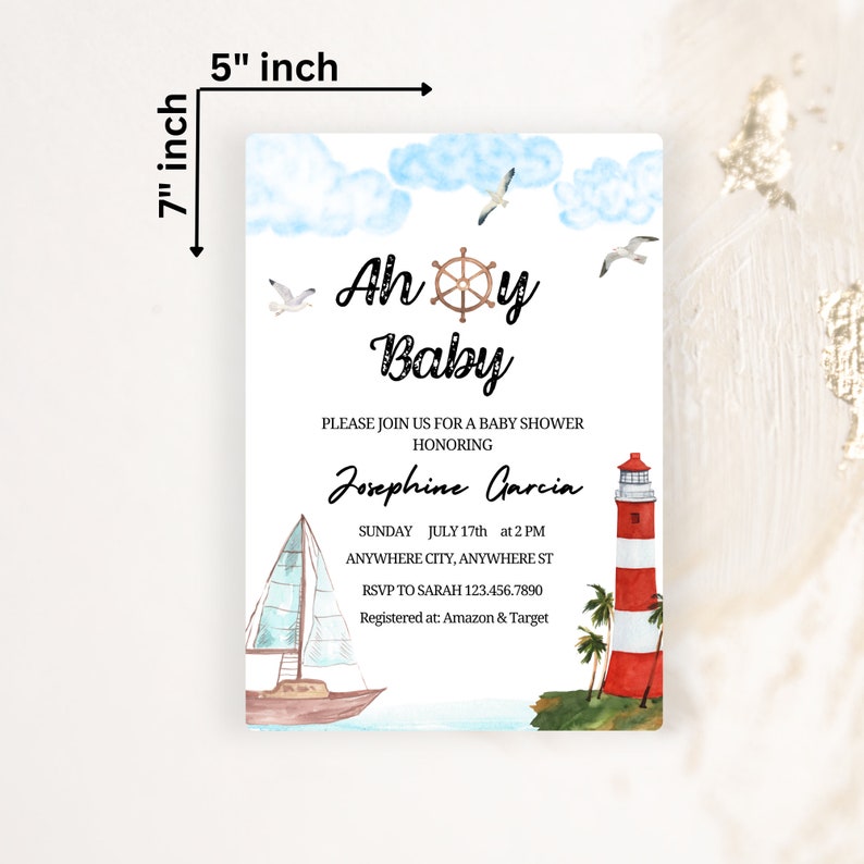 Editable Nautical Baby Shower Invitation Template Instant - Etsy