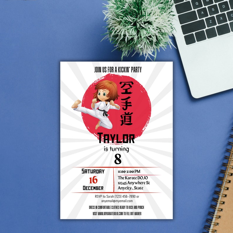 Editable Karate Invitation Template Printable Karate Birthday - Etsy